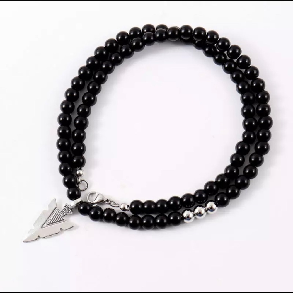 Men Arrow 6mm Tiger Eye Stone Bead Necklace - Picture 2 of 4